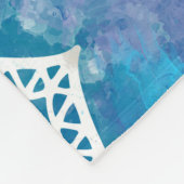 フラワーオブライフインロータス-水彩青 フリースブランケット (角)