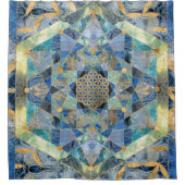 フラワーオブライフイン神聖なジオメトリ大理石オーナメント シャワーカーテン (正面)