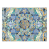 フラワーオブライフイン神聖なジオメトリ大理石オーナメント テーブルクロス (正面(横))