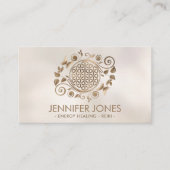 フラワーオブライフオーナメントパステル金ゴールド 名刺 (正面)