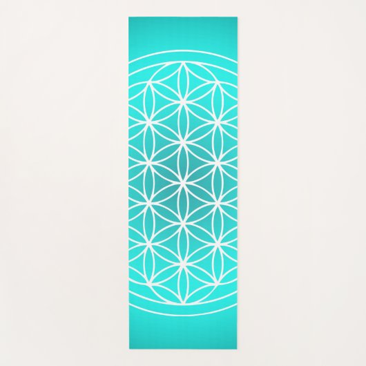 フラワーオブライフティール(緑がかった色)曼荼羅シンボル ヨガマット (正面)