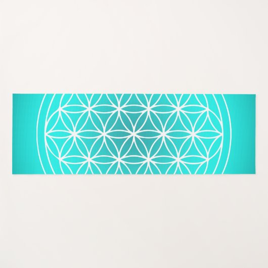 フラワーオブライフティール(緑がかった色)曼荼羅シンボル ヨガマット (正面(横))