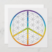 フラワーオブライフデザイン平和+ラブシンボル虹 シーズンカード (正面/裏面)