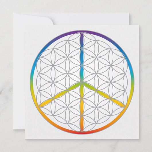 フラワーオブライフデザイン平和+ラブシンボル虹 シーズンカード (正面)