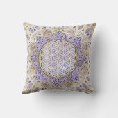 フラワーオブライフドットアートパステル,プルと金ゴールド クッション (裏面)