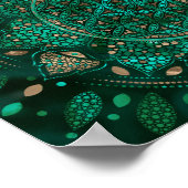 フラワーオブライフドットアートマラカイト金ゴールド ポスター (角)