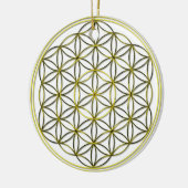 フラワーオブライフブルメデレベンスシルバー金ゴールド セラミックオーナメント (左)