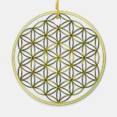 フラワーオブライフブルメデレベンスシルバー金ゴールド セラミックオーナメント (裏面)