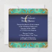 フラワーオブライフボヘミアン金ゴールドブルー&グリーン 招待状 (裏面)