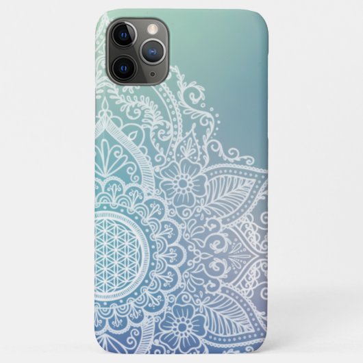 フラワーオブライフマンダラパステルブルー Case-Mate iPhoneケース (裏面)