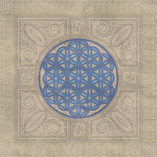 フラワーオブライフモザイクタイルオーナメントN2 シール (正面)