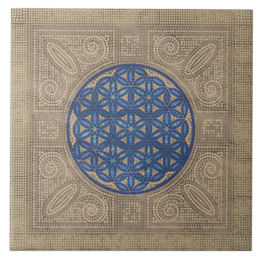 フラワーオブライフモザイクタイルオーナメントN2 タイル (正面)