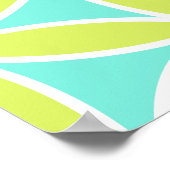 フラワーオブライフラージptnティール（緑がかった色）ライム&ホワイト ポスター (角)