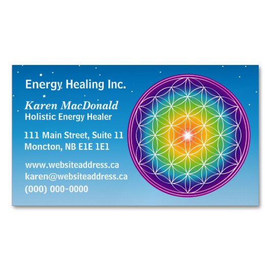 フラワーオブライフ星空 マグネット名刺 (正面)