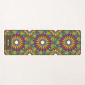 フラワーオブライフ曼荼羅模様レトロ名前をカスタムする ヨガマット (正面(横))