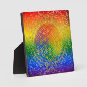 フラワーオブライフ – オーナメントレインボー金ゴールド フォトプラーク (正面)