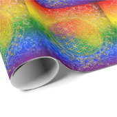 フラワーオブライフ – オーナメントレインボー金ゴールド ラッピングペーパー (ロールコーナー)
