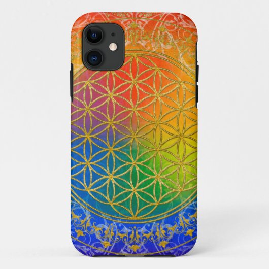 フラワーオブライフ – オーナメントレインボー金ゴールド Case-Mate iPhoneケース (裏面)