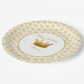 フラワーオブライフ&クラウン誕生日 ペーパープレート (アングル)