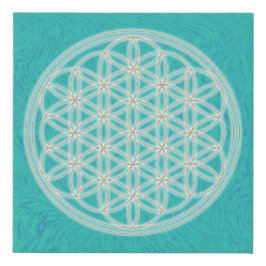 フラワーオブライフ-ターコイズ- フェイクキャンバスプリント