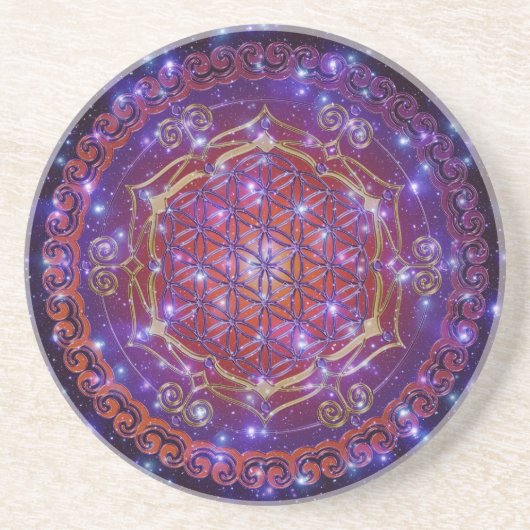 フラワーオブライフ/ブルームデレベンスオーナメントIスクエア コースター (正面)