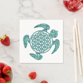 フラワーオブライフ/ブルームデレベンスターコイズ スタンダードカクテルナプキン (インサイチュ)