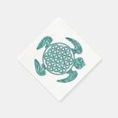 フラワーオブライフ/ブルームデレベンスターコイズ スタンダードカクテルナプキン (角)