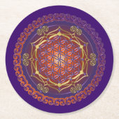 フラワーオブライフ/ブルームデレベンス – オーナメント ラウンドペーパーコースター (正面)