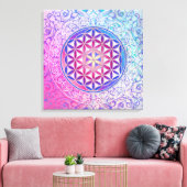 フラワーオブライフ/ブルームデレベンス – オーナメントV キャンバスプリント (インサイチュ (リビング))