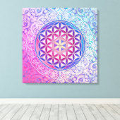 フラワーオブライフ/ブルームデレベンス – オーナメントV キャンバスプリント (インサイチュ (ウッドフロア))