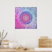 フラワーオブライフ/ブルームデレベンス – オーナメントV ポスター (キッチン)