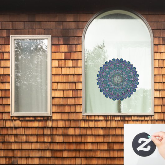 フラワーオブライフ – マンダラインドスタイル1 ウィンドウサイン (ホームウィンドウ)