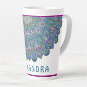 フラワーオブライフ – マンダラインドスタイル1 カフェラテマグ (右アングル)