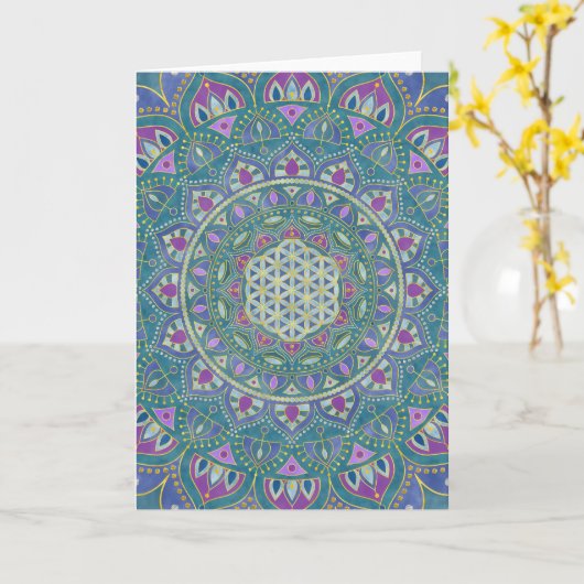 フラワーオブライフ – マンダラインドスタイル1 カード (黄色い花)