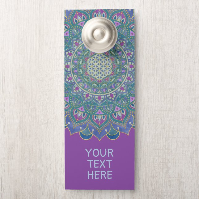 フラワーオブライフ – マンダラインドスタイル1 ドアノブサイン (ノブ)