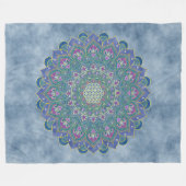 フラワーオブライフ – マンダラインドスタイル1 フリースブランケット (正面(横))