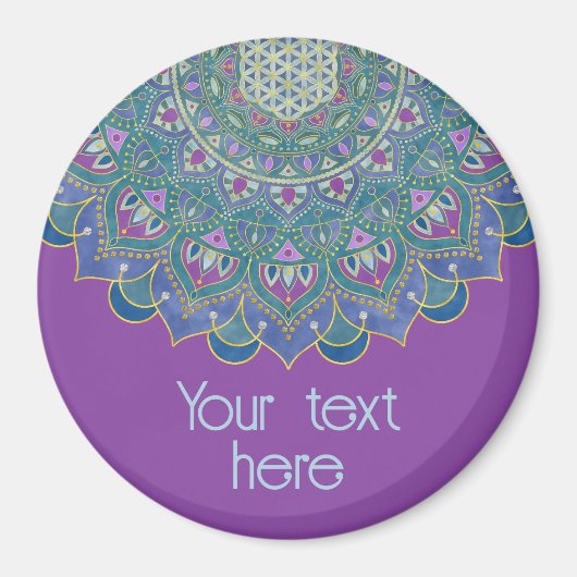 フラワーオブライフ – マンダラインドスタイル1 マグネット (正面)