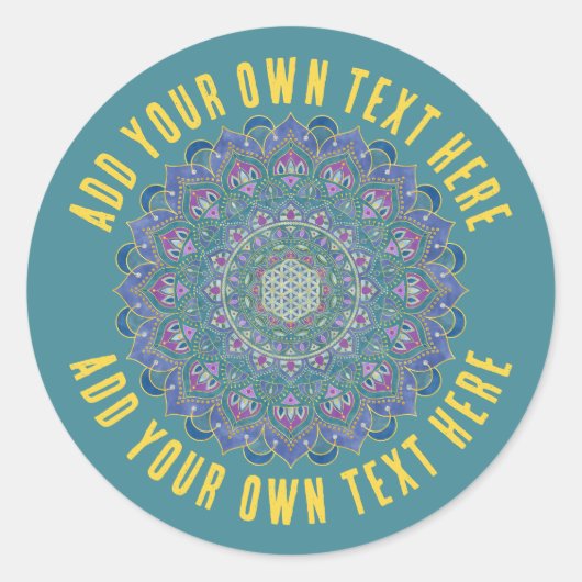 フラワーオブライフ – マンダラインドスタイル1 ラウンドシール (正面)