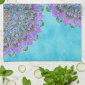 フラワーオブライフ – マンダラインドスタイル2 キッチンタオル (折り畳み)