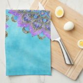 フラワーオブライフ – マンダラインドスタイル2 キッチンタオル (四つ折り)