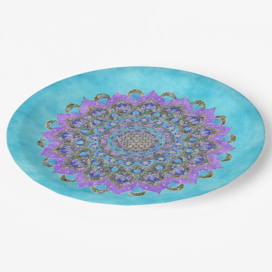 フラワーオブライフ – マンダラインドスタイル2 ペーパープレート (アングル)