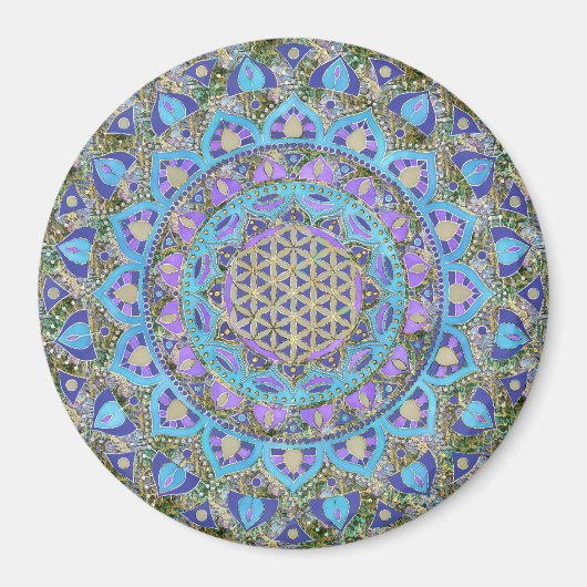 フラワーオブライフ – マンダラインドスタイル2 マグネット (正面)