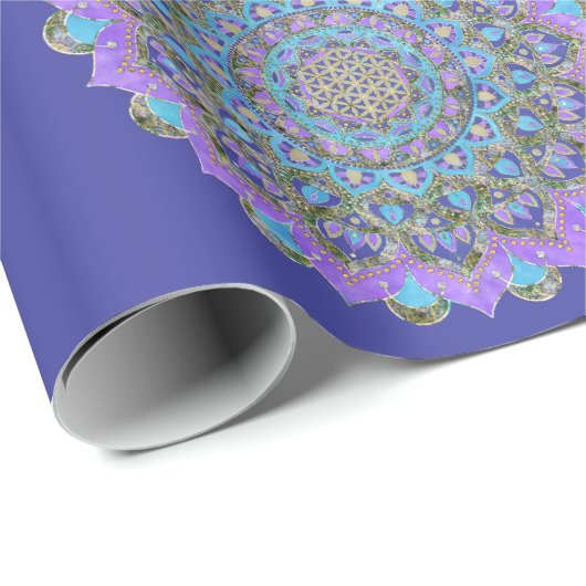 フラワーオブライフ – マンダラインドスタイル2 ラッピングペーパー (ロールコーナー)