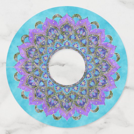 フラワーオブライフ – マンダラインドスタイル2 ワイングラスタグ (正面)