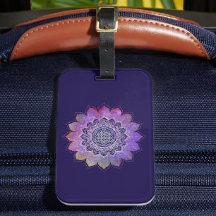 フラワーオブライフ – ヴィンテージスタイル銀河系宇宙1 ラゲッジタグ