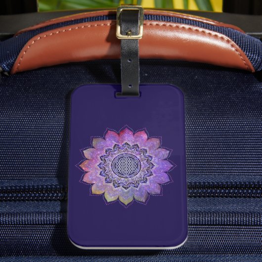 フラワーオブライフ – ヴィンテージスタイル銀河系宇宙1 ラゲッジタグ (正面インサイチュ2)