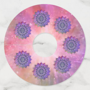 フラワーオブライフ – ヴィンテージスタイル銀河系宇宙1 ワイングラスタグ