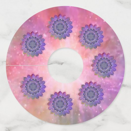 フラワーオブライフ – ヴィンテージスタイル銀河系宇宙1 ワイングラスタグ (正面)