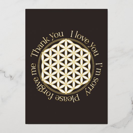 フラワーオブライフHo'oponopono黒白 箔シーズンカード (正面)