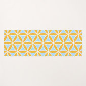 フラワーオブライフLgパターンオレンジホワイト&ブルー ヨガマット (正面(横))